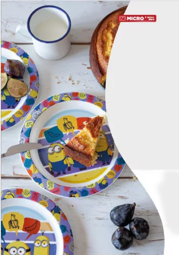 Minyonok Striped étkészlet, micro műanyag szett bögrével 350 ml