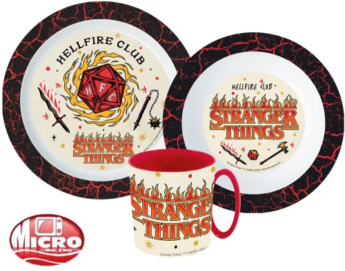 Stranger Things Upside Down étkészlet, micro műanyag szett bögrével 350 ml