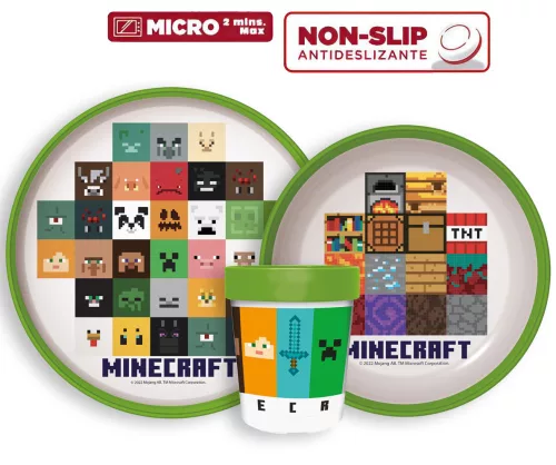 Minecraft Crafters csúszásmentes étkészlet, micro műanyag szett