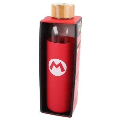 Szilikon borítású üveg kulacs 585 ml Super Mario
