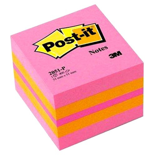 Öntapadós jegyzet 3M Post-it LP2051P 51x51mm mini kocka vegyes pink 400 lap