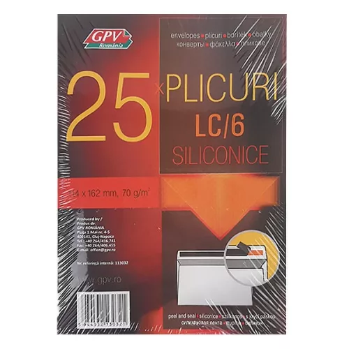 Boríték GPV LC/6 öntapadós bélésnyomott 114x162mm 25 darabos