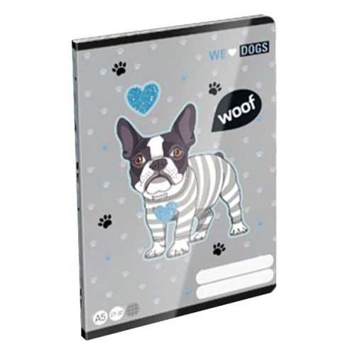 LIZZY CARD Füzet  A/5 40 lapos kockás We Love Dogs Woof