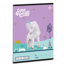   Füzet vonalas ARS UNA A/5 32 lapos 21-32 4-8.osztályos Cute Animals-Unicorn