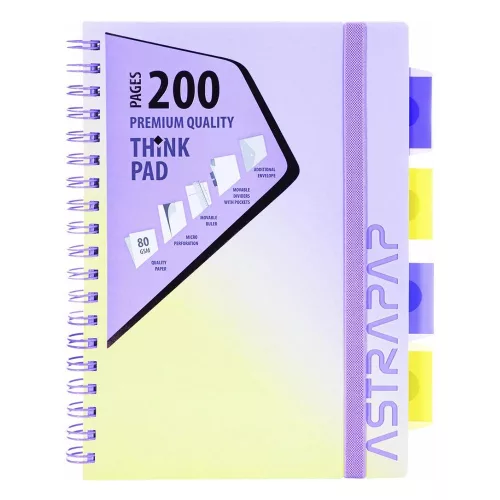 Spirálfüzet kockás ASTRA PAP B/5 100 lapos perforált színregiszteres Ombre világos