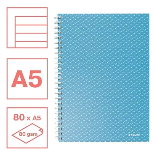 Spirálfüzet vonalas ESSELTE A/5 80 lapos Colour Breeze kék