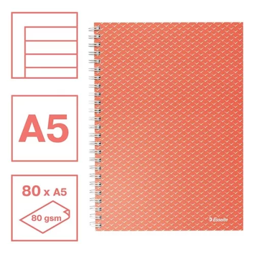 Spirálfüzet vonalas ESSELTE A/5 80 lapos Colour Breeze korall
