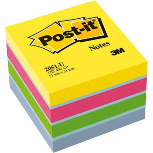 Öntapadós jegyzet 3M Post-it LP2051U 51x51mm mini kocka ultra színek 400 lap