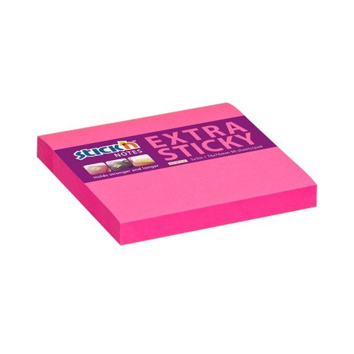 Öntapadó jegyzettömb STICK'N extra erős 76x76mm neon rózsaszín 90 lap