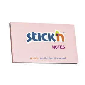   Öntapadós jegyzettömb STICK'N 76x127mm pasztell pink 100 lap