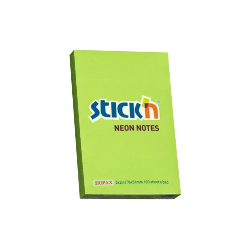 Öntapadó jegyzettömb STICK'N 76x51mm neon zöld 100 lap