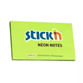   Öntapadós jegyzettömb STICK'N 76x127mm neon zöld 100 lap