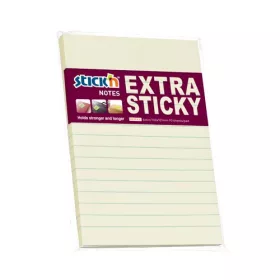   Öntapadós jegyzettömb STICK'N 150x101mm extra erős vonalazott pasztell sárga 90 lap