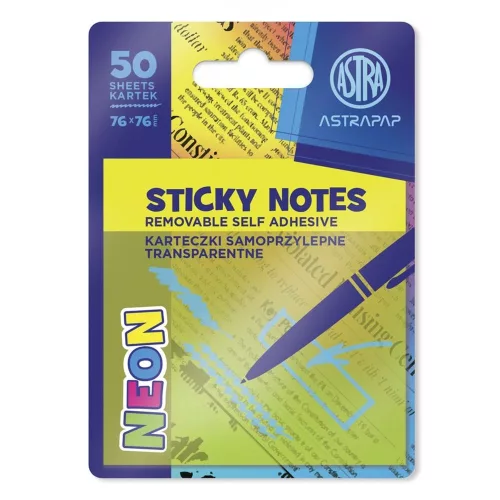 Öntapadós jegyzettömb ASTRA PAP neon 75x75 mm 50 lap