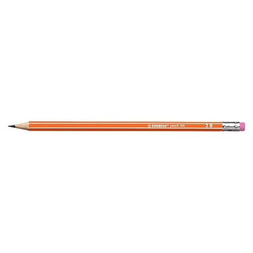 Grafitceruza STABILO Pencil 160 2B hatszögletű narancssárga radíros