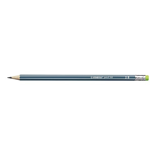 Grafitceruza STABILO Pencil 160 2B hatszögletű olajzöld radíros