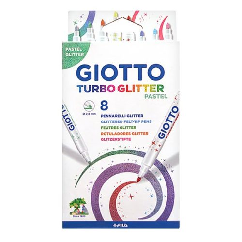 Filctoll GIOTTO Turbo Glitter csillámos pasztel 8db-os készlet