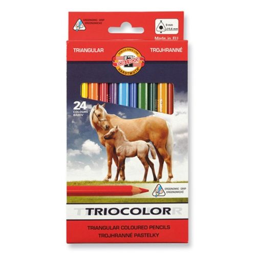 Színes ceruza KOH-I-NOOR 3144 Tricolor háromszögletű vastag lovak 24 db/készlet
