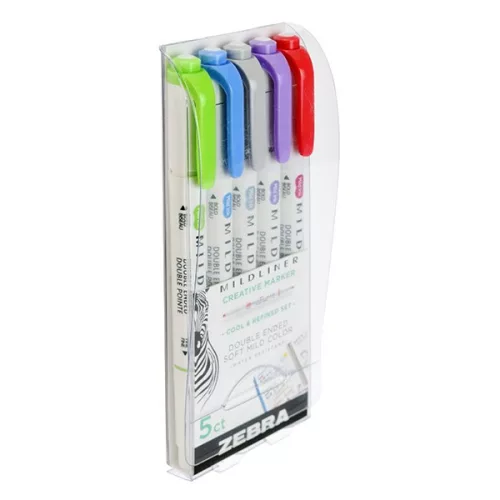 Szövegkiemelő készlet kétvégű ZEBRA Mildliner cool & refined 1,4-4,0 mm 5 darabos