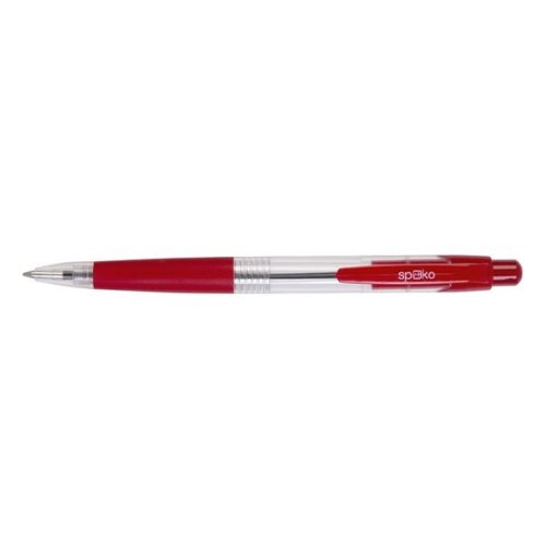Golyóstoll SPOKO 0112 átlátszó piros tolltest, piros írásszín