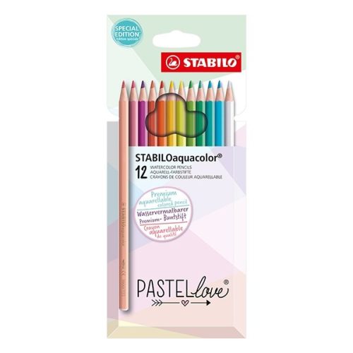 Színes ceruza STABILO Aquacolor pastellove hatszögletű 12 db/készlet