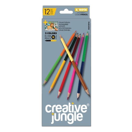 Színes ceruza CREATIVE JUNGLE grey kétvégű háromszögletű 24 szín/készlet