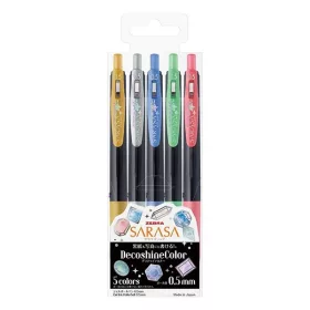   Zseléstoll készlet ZEBRA Sarasa Clip Vintage nyomógombos 0,5 mm 5 darabos dekor színek