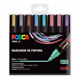 Filctoll UNI Posca PC-5M metál színek 8 darabos