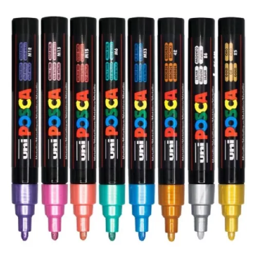 Filctoll UNI Posca PC-5M metál színek 8 darabos