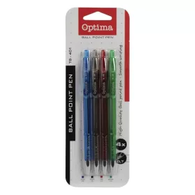   Golyóstoll készlet OPTIMA nyomógombos TB 401 0,7 mm vegyes színek 4 darabos