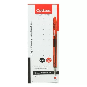 Golyóstoll OPTIMA nyomógombos TB 401 0,7 mm piros