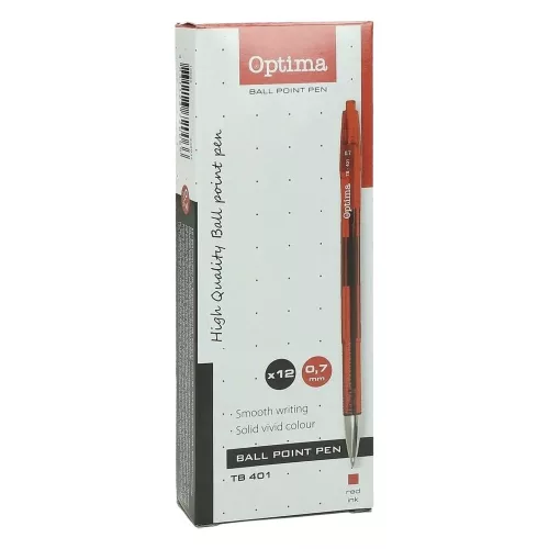 Golyóstoll OPTIMA nyomógombos TB 401 0,7 mm piros