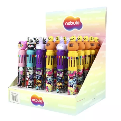 Golyóstoll NEBULO 0,7 mm 10 színű Funny Animals