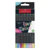 Színes ceruza FABER-CASTELL Black Edition háromszögletű fekete testű neon+pasztell színek 12 darabos