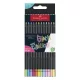 Színes ceruza FABER-CASTELL Black Edition háromszögletű fekete testű neon+pasztell színek 12 darabos