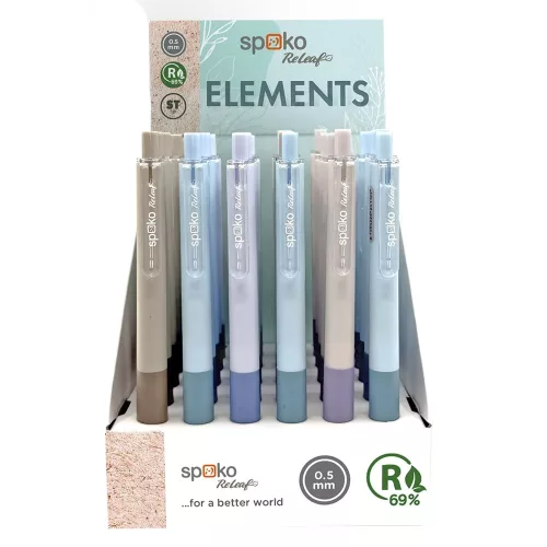 Zseléstoll SPOKO ReLeaf Elements nyomógombos 0,5 mm kék írásszín vegyes színben