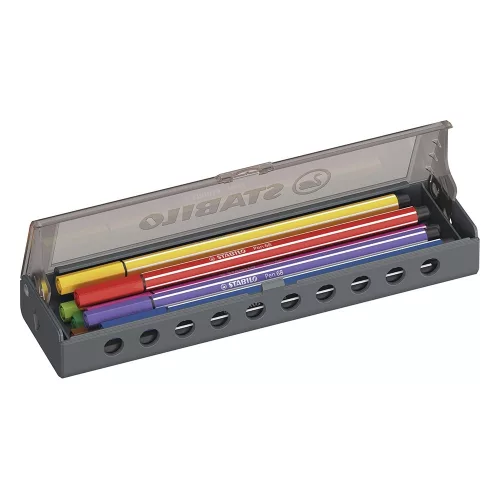 Filctoll STABILO Pen 68 10 darabos hordozható asztali tartóban