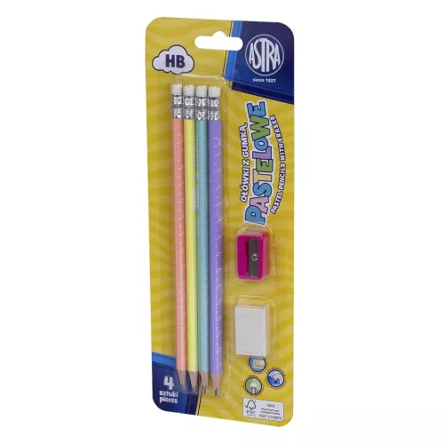 Grafitceruza ASTRA radíros ajándék hegyezővel és radírral HB 4+2 db/bliszter