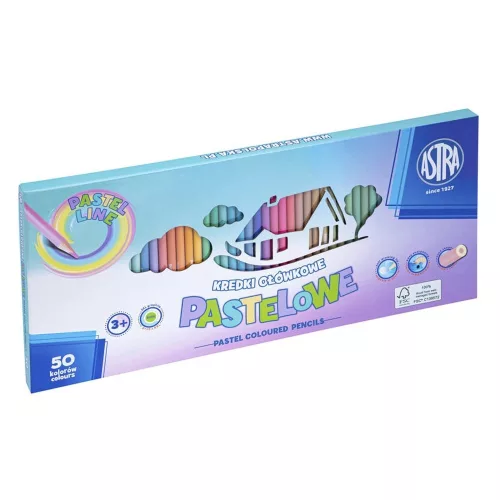 Színes ceruza ASTRA pasztell színek 50 darabos