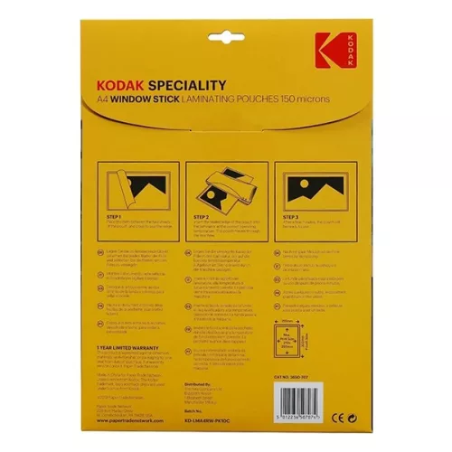 Lamináló fólia KODAK A/4 150 mikron üvegre tapadó 10 lapos