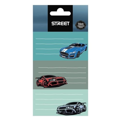 Füzetcímke STREET Cars 9 címke/csomag