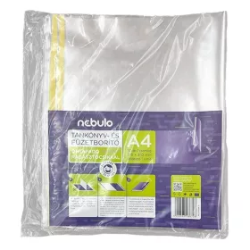   Tankönyvborító NEBULO A/4 öntapadós csíkkal víztiszta 65mic 51,5x31 cm 10 darabos