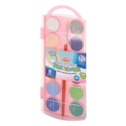 Vízfesték ASTRA 23,5 mm pasztell ajándék ecsettel 12 darabos