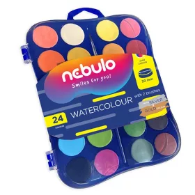 Vízfesték NEBULO 30 mm ajándék ecsettel 24 darabos