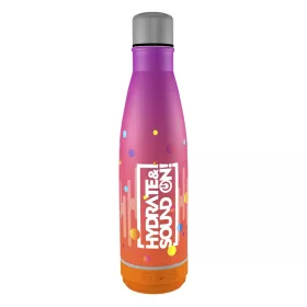   Kulacs duplafalú NEBULO fém Hydrate & SoundON Bluetooth hangszóróval 460 ml rózsa-narancs