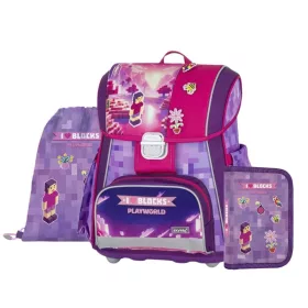   Iskolatáska szett OXY Premium 3 részes Playworld Girl tolltartóval és tornazsákkal