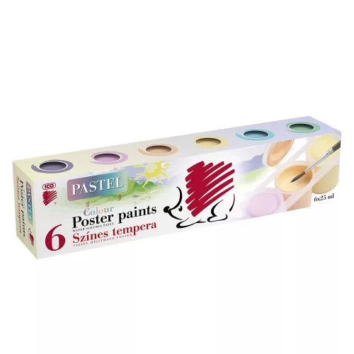 Tempera ICO Süni tégelyes 6 darabos 25 ml pasztell színek