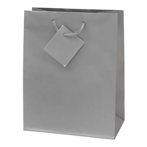 Dísztasak CREATIVE Special Simple M 18x23x10 cm egyszínű ezüst zsinórfüles