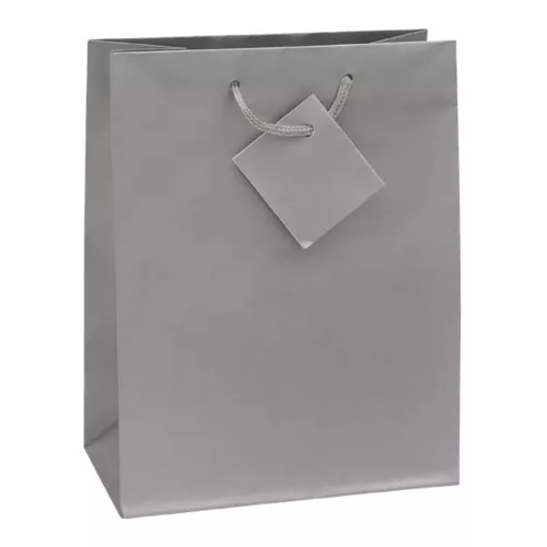 Dísztasak CREATIVE Special Simple XL 33x46x10 cm egyszínű ezüst zsinórfüles