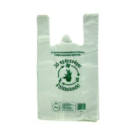   Ingvállas táska lebomló PLA 24x45x12cm vékony Jó egészséget Földünknek felirattal 100 darabos